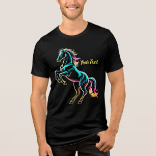 T-shirt En Tri-matière Enseigne au néon Cheval Style Rétro Glitch