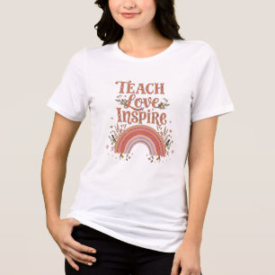 T-shirt En Tri-matière Enseigner Amour Inspirer Bohème Arc-en-ciel