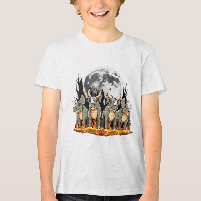 T-shirt En Tri-matière Epic Triceratops Dinosaur – Fiery Moonlight Prehis (Recto)