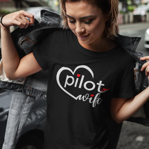 T-shirt En Tri-matière Épouse de pilote Typographie & Avion Simple,Minima