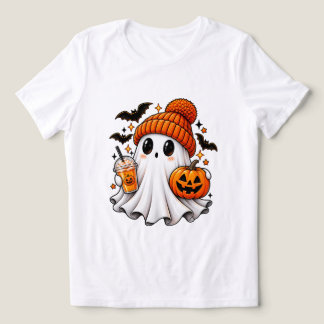 T-shirt En Tri-matière Épouvantable et mignon fantôme, latte à la citroui