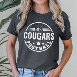 T-shirt En Tri-matière Équipe de football personnalisée avec le nom du jo<br><div class="desc">T-shirt de football avant et arrière personnalisés en gris foncé. Le design présente un logo rond élégant avec casque de football, étoiles et rayures. Personnalisez avec le nom de l'équipe de football de votre joueur, le numéro de maillot et le nom de famille. Comprend un accent de football sur le...</div>