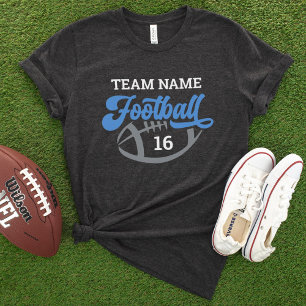 T-shirt En Tri-matière Équipe de football personnalisée Script Bleu Noir