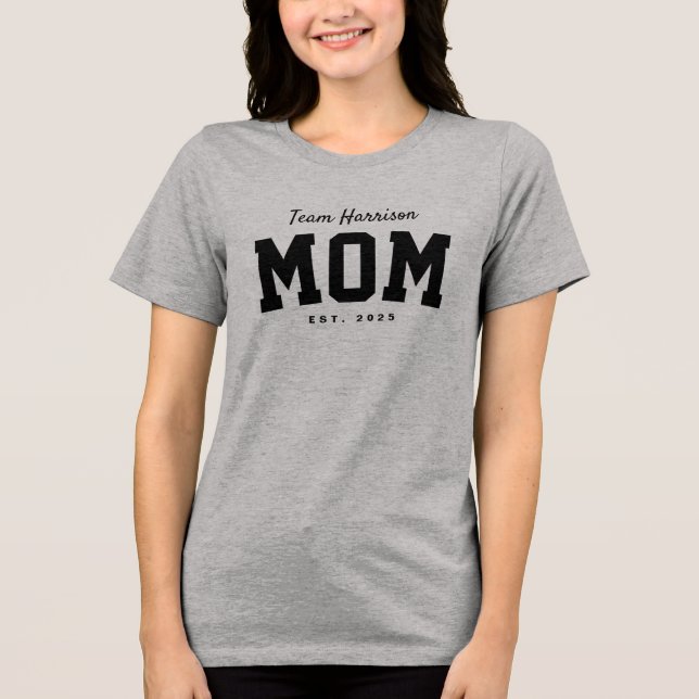 T-shirt En Tri-matière Équipe maman mignonne simple personnalisé noir (Recto)