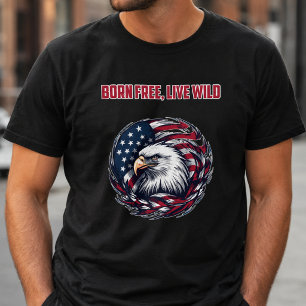 T-shirt En Tri-matière Esprit Américain Libre Né Sauvage Liberté