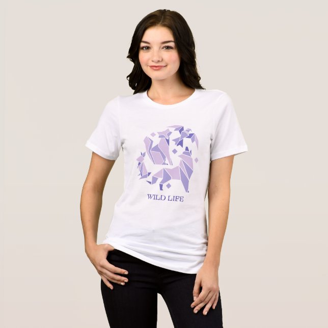 T-shirt En Tri-matière Esprit sauvage géométrique - Visage animal en mosa (Recto plein)