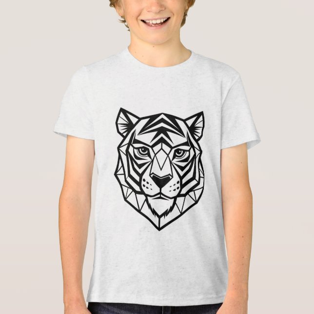 T-shirt En Tri-matière Esprit Sauvage - Graphisme Tigre Jeune Tri-Blend T (Recto)