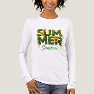 T-shirt En Tri-matière Été Soleil Tournesol Herbe Typographie Long Sl