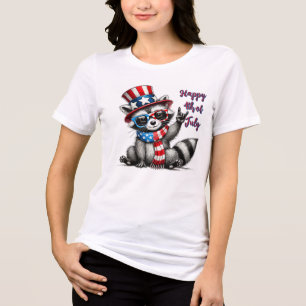 T-shirt En Tri-matière Étoiles, rayures et méfaits—Raccoon patriotique