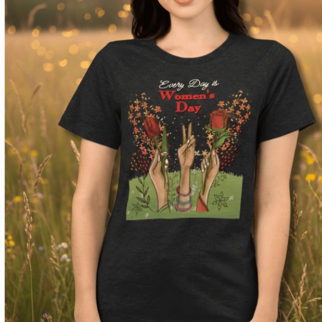T-shirt En Tri-matière Every Day is Women's Day | Hands and flowers (Every Day is Women's Day  Hands and flowers Tri-Blend Shirt)