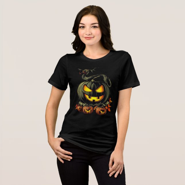T-shirt En Tri-matière Evil Pumkin with Snake Halloween Artwork (Recto plein)