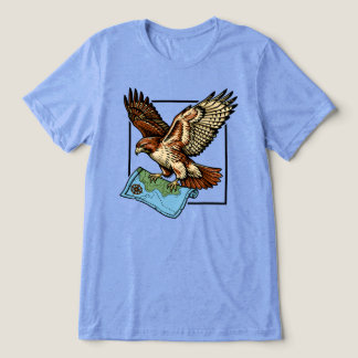T-shirt En Tri-matière Explorateur de faucon majestueux avec carte