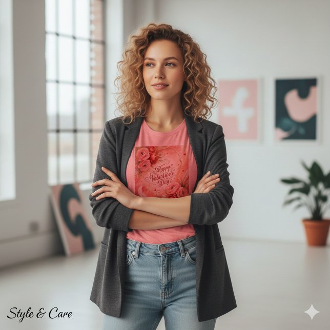 T-shirt En Tri-matière Eye Catching Happy Valentines Day (Eye Catching Happy Valentines Day Tri-Blend Shirt)