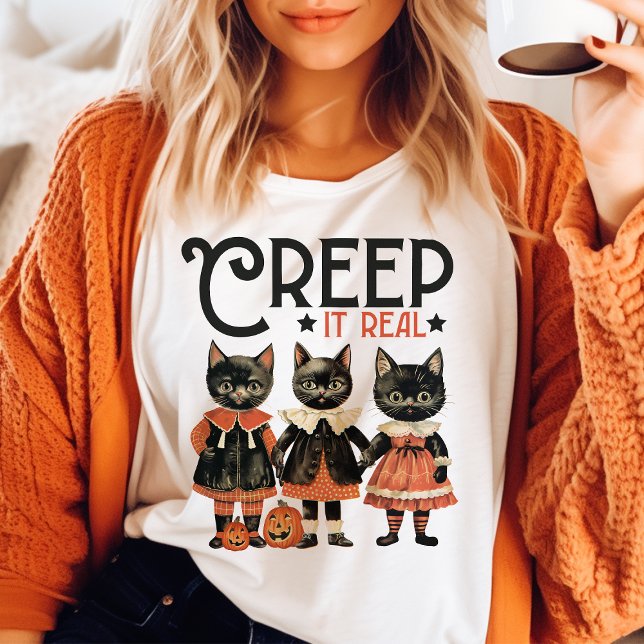 T-shirt En Tri-matière Faites-le vraiment grimper Chat noir Halloween vin (Créateur téléchargé)