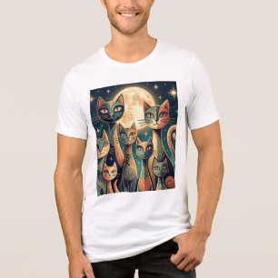 T-shirt En Tri-matière Famille de chats lunaires abstraits Design artisti