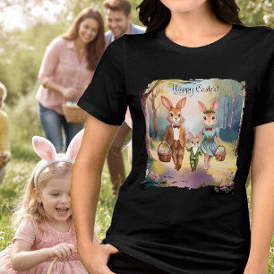 T-shirt En Tri-matière Famille de lapins de Pâques à la chasse aux œufs -