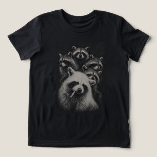 T-shirt En Tri-matière Famille de ratons laveurs vintage noir et blanc
