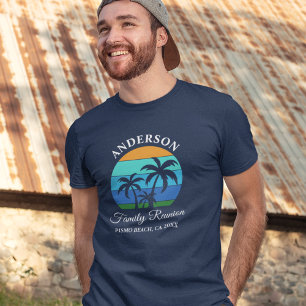 T-shirt En Tri-matière Famille Réunion Palmiers Summer Beach Blue