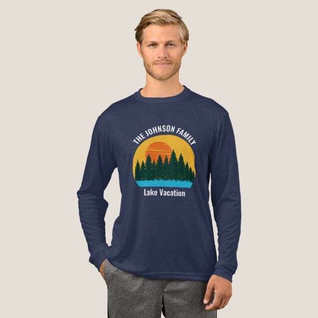 T-shirt En Tri-matière Family Lake Trip Sunset Custom Long Sleeve (Recto complet)