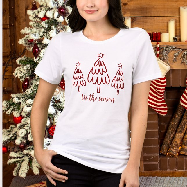 T-shirt En Tri-matière Fanciful Dessin à Main Levée Rouge (Créateur téléchargé)