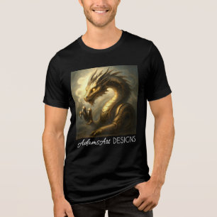 T-shirt En Tri-matière Fantaisie de dragon à horlogerie dorée Art 