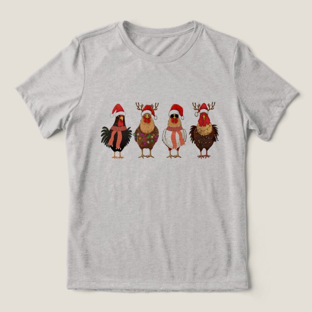 T-shirt En Tri-matière Fantaisie poulets feux de Noël (Design Recto)