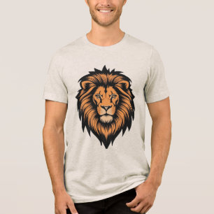 T-shirt En Tri-matière Fantastique Tatouage Tête De Lion Style Tri-Blend