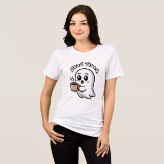 T-shirt En Tri-matière Fantôme Adorable Fatigué Tenant Une Tasse À Café