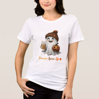 T-shirt En Tri-matière Fantôme d'Halloween mignon avec latte d'épice Citr