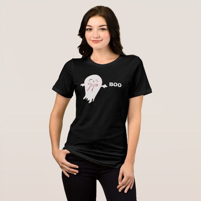 T-shirt En Tri-matière Fantôme mignon avec Bow Boo (Recto plein)