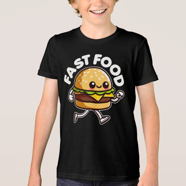 T-shirt En Tri-matière Fast Food Cute Burger Runny Funny (Recto)