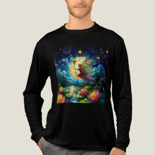 T-shirt En Tri-matière Fée de vol au clair de lune en vitrail 