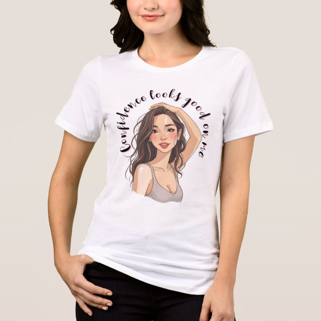 T-shirt En Tri-matière Femme confiante aux cheveux gonflants (Recto)