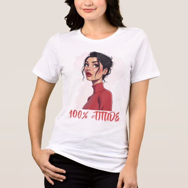 T-shirt En Tri-matière Femme élégante en rouge Turtleneck (Recto)