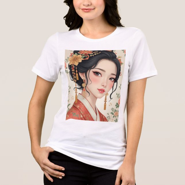 T-shirt En Tri-matière Femme vêtue de vêtements traditionnels coréens (Recto)