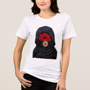 T-shirt En Tri-matière Femme voilée mystérieuse Floral gothique Art T
