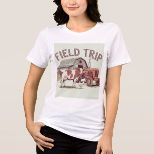 T-shirt En Tri-matière Ferme d'excursion sur le terrain   Vache vintage, 