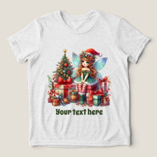 T-shirt En Tri-matière Festive Noël filles ajouter un texte