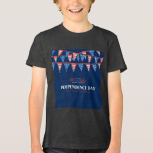 T-shirt En Tri-matière Festive Rouge Blanc Bleu 4 juillet Bunting