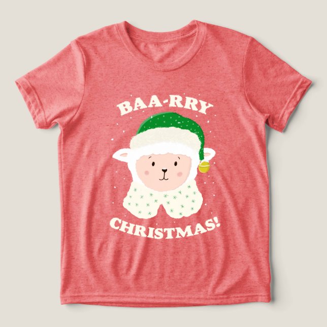 T-shirt En Tri-matière Festive Sheep Says Baa-rry Christmas! (Design Recto)