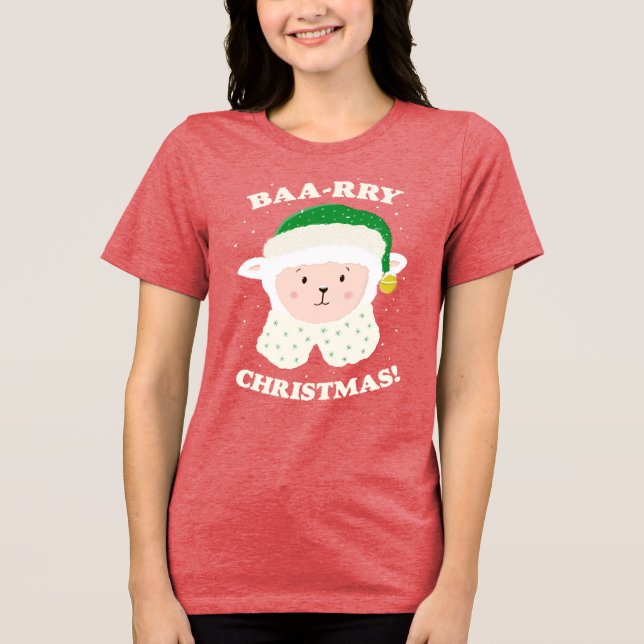 T-shirt En Tri-matière Festive Sheep Says Baa-rry Christmas! (Recto)