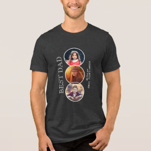T-shirt En Tri-matière Fête 3 du Père du meilleur papa Collage photo oval