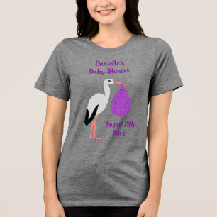 T-shirt En Tri-matière Fête de naissance Bébé Cigogne genre neutre Violet