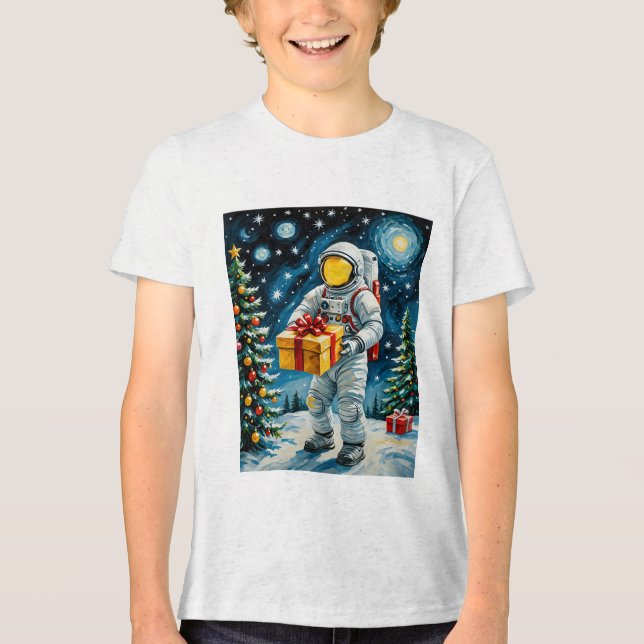 T-shirt En Tri-matière Fête de Noël de l'astronaute (Recto)