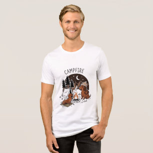 T-shirt En Tri-matière Feu de camp Dachshund Chiens Camping Nuit