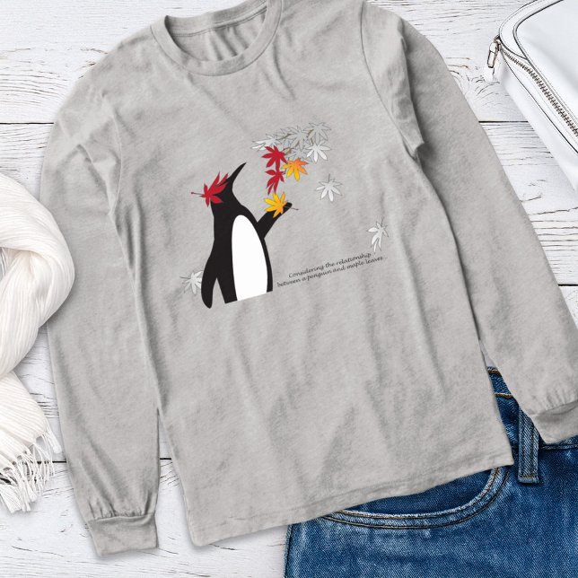 T-shirt En Tri-matière Feuilles d'érable d'automne et mignonnes pingouins (Créateur téléchargé)