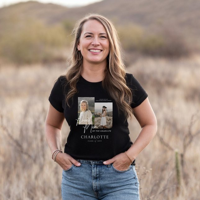 T-shirt En Tri-matière Fier maman de la collectionneuse Script photo Keep (Proud Mum of the Graduate Script Photo Keepsake Tri-Blend Shirt)