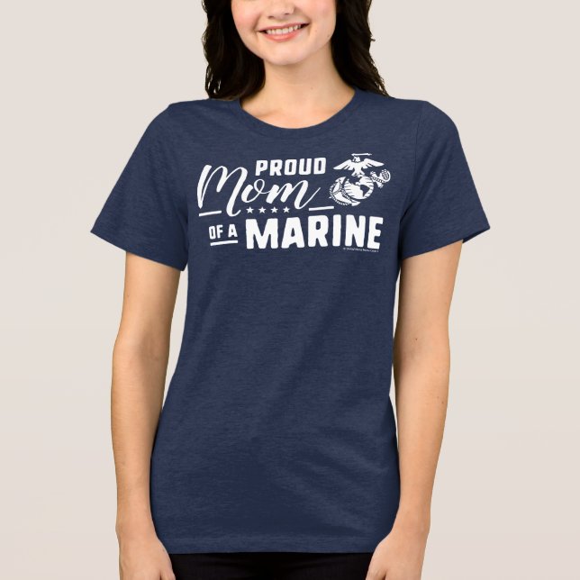 T-shirt En Tri-matière Fier maman d'une Marine - Blanc (Recto)