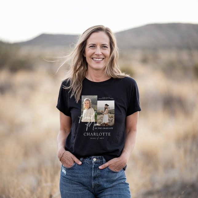 T-shirt En Tri-matière Fière maman de l'étudiant de la collation de scrip (Proud Mom of the Graduate Script Photo Keepsake Tri-Blend Shirt)
