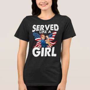 T-shirt En Tri-matière Fière vétérane féminine a servi comme une fille mi